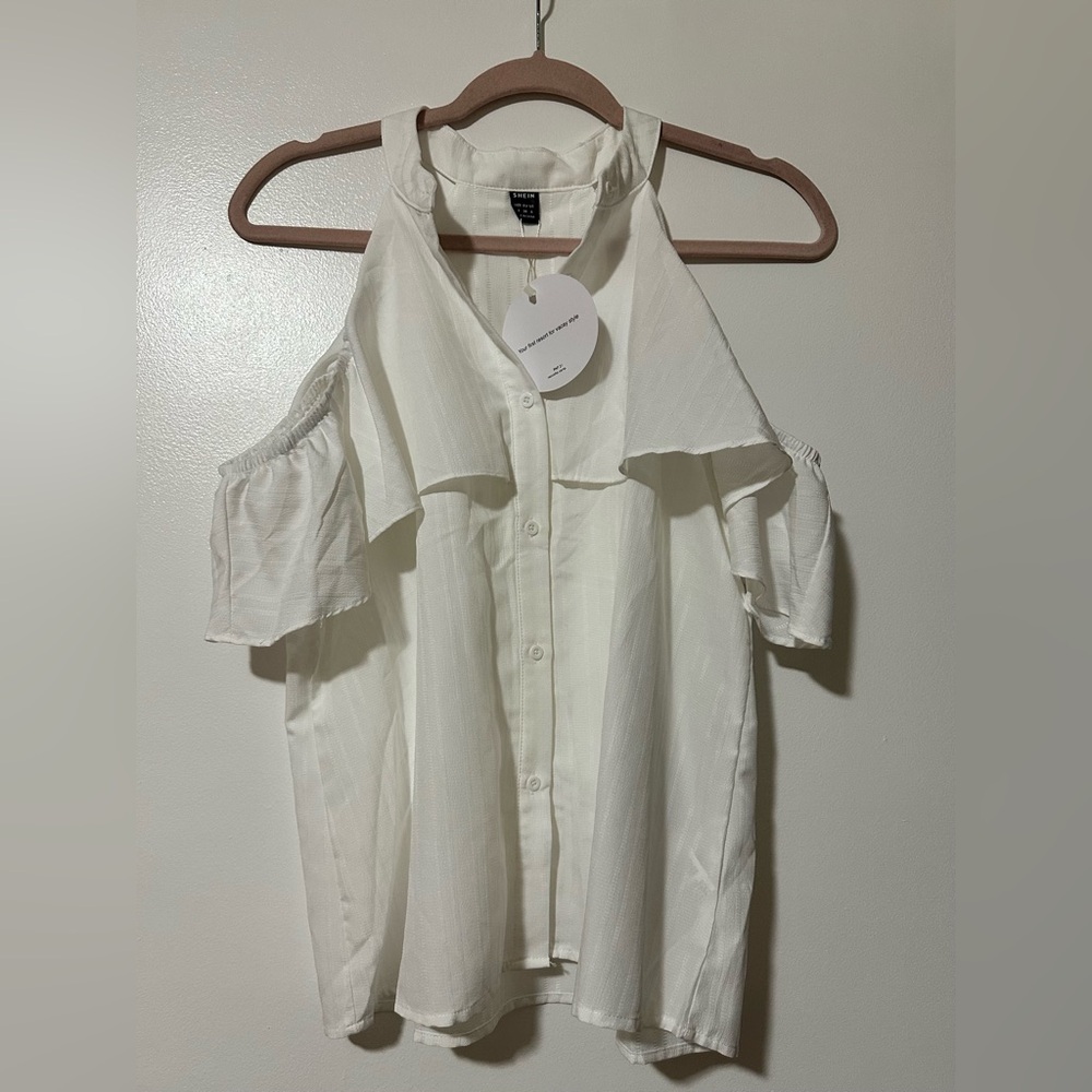 White Cold Shoulder Women's Top